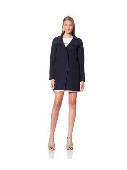 MARTIN GRANT Women's Scarf Collar Coat (Navy)