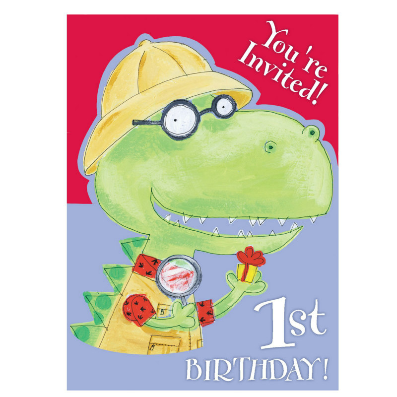 Dinomite 1st Birthday Invitations (8 count)