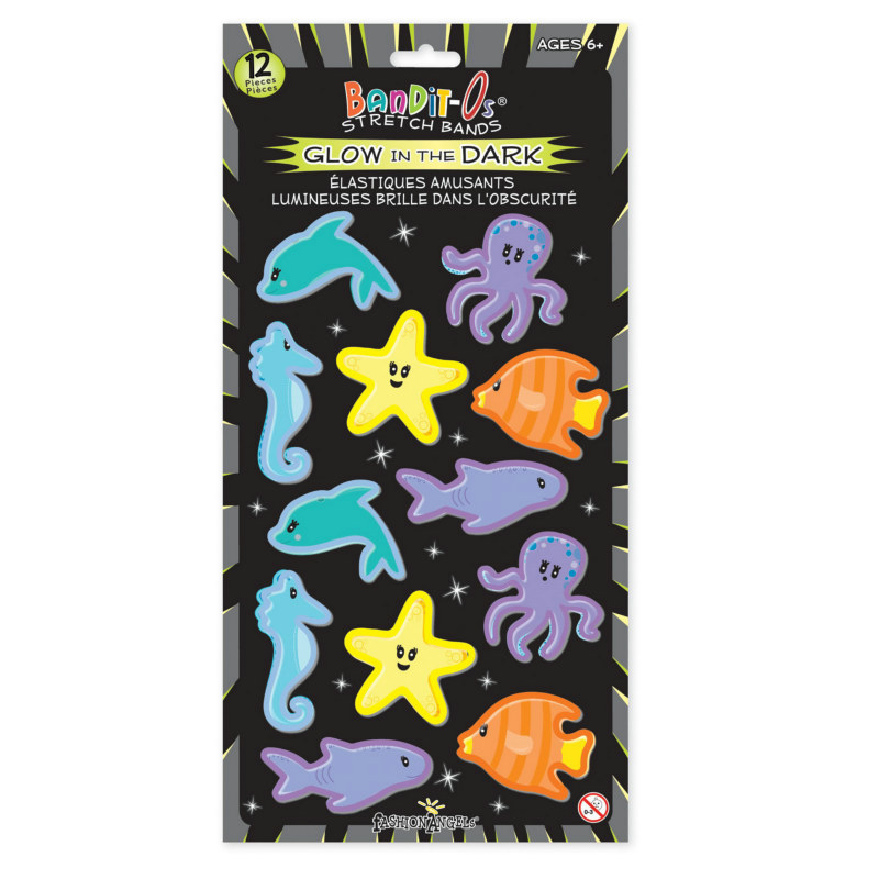 Sea Life Glow in the Dark Rubber Bracelets Assorted (12 count)